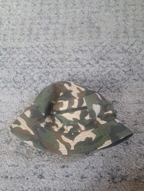 Source Unknown Men's Camo Bucket Hat with Front Zip - Green Beige Brown